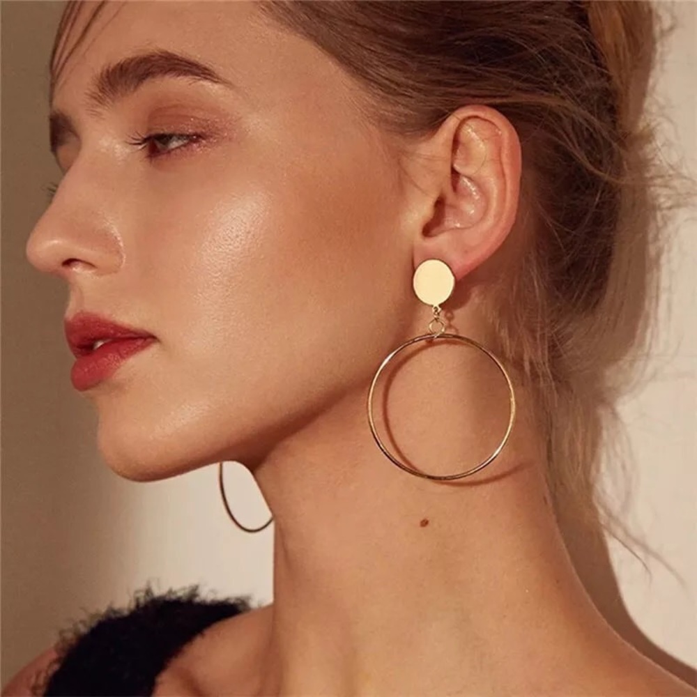 Gold Plated Geometric Hollow Earrings